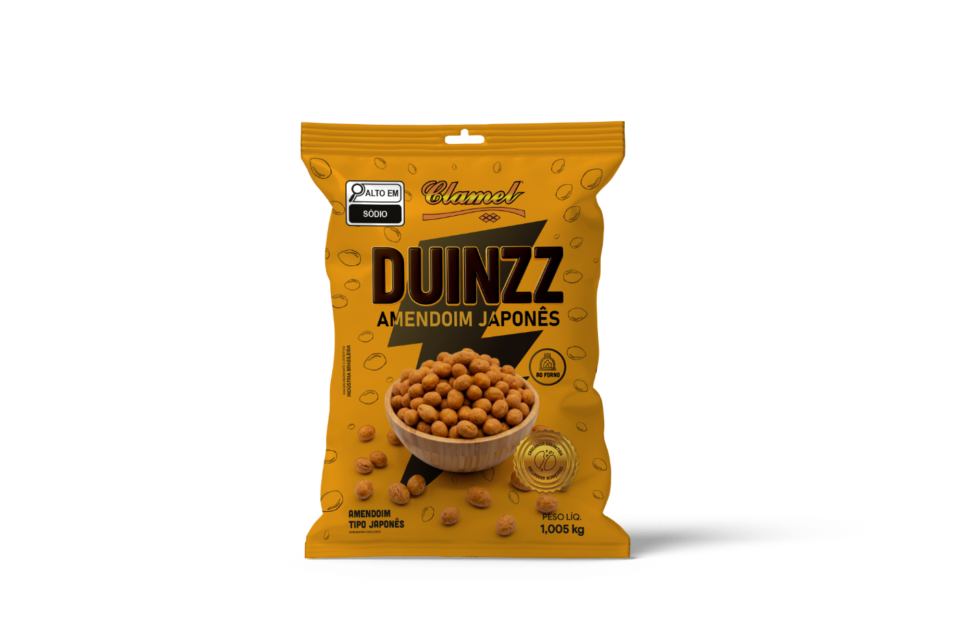 Embalagem Duinzz Amendoim Japonês, da Clamel